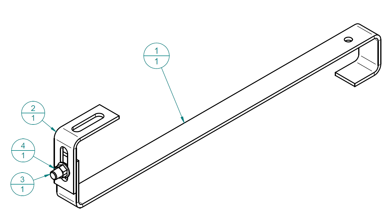 Dachhaken 1-fach verstellbar S 470 x 30 x 4 / Höhe – 45