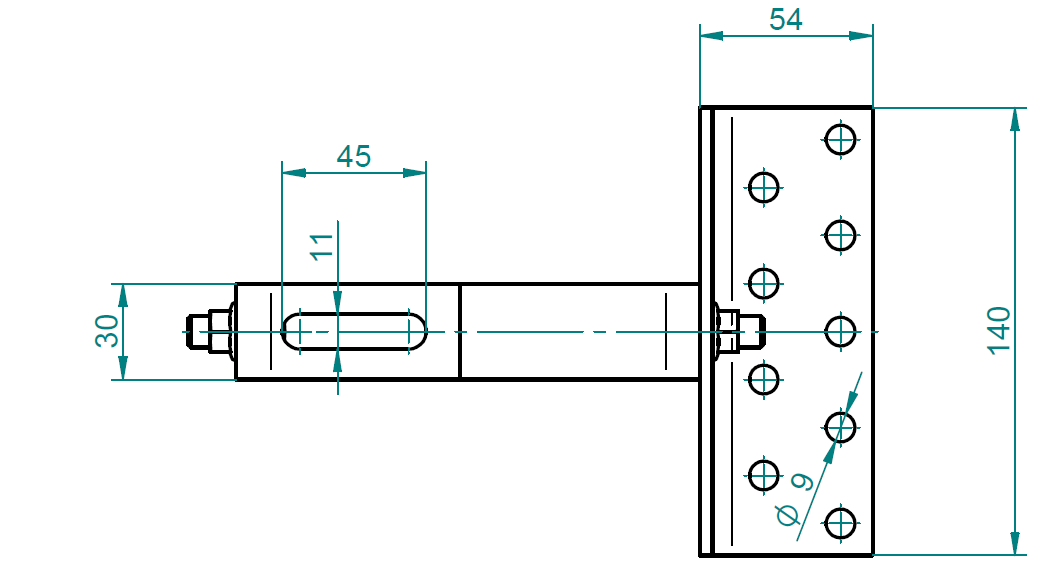 Dachhaken 3-fach verstellbar 140 / 97,5 x 140 x 60,5 / 2 x Bohne 40 / 30 x 5mm